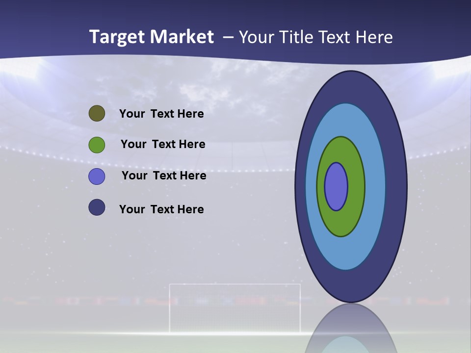 A Soccer Ball On A Soccer Field With A Stadium In The Background PowerPoint Template