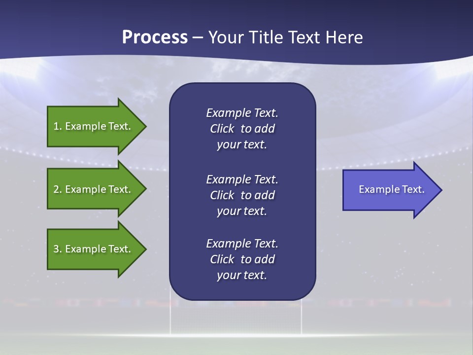 A Soccer Ball On A Soccer Field With A Stadium In The Background PowerPoint Template