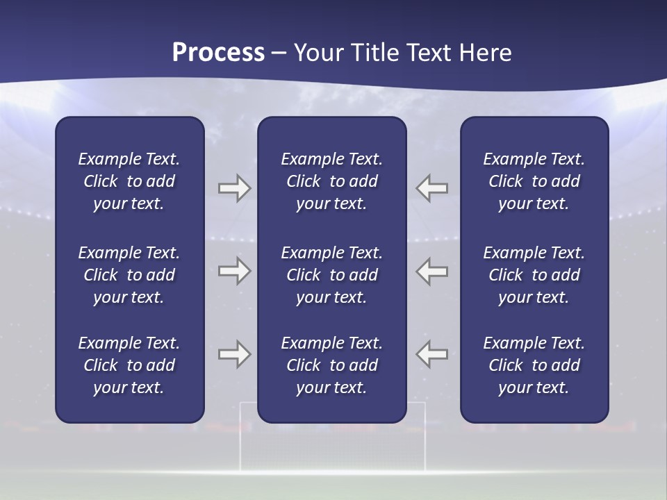 A Soccer Ball On A Soccer Field With A Stadium In The Background PowerPoint Template