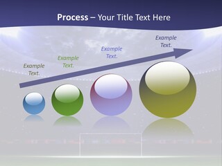 A Soccer Ball On A Soccer Field With A Stadium In The Background PowerPoint Template