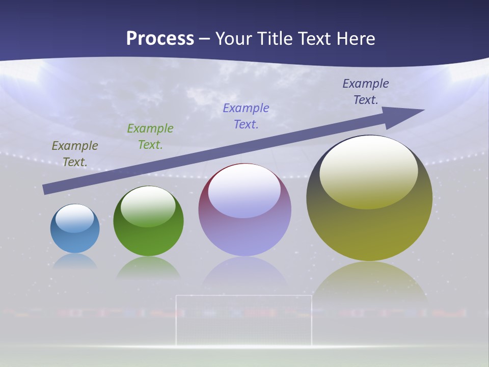 A Soccer Ball On A Soccer Field With A Stadium In The Background PowerPoint Template