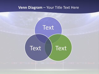 A Soccer Ball On A Soccer Field With A Stadium In The Background PowerPoint Template
