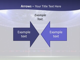 A Soccer Ball On A Soccer Field With A Stadium In The Background PowerPoint Template