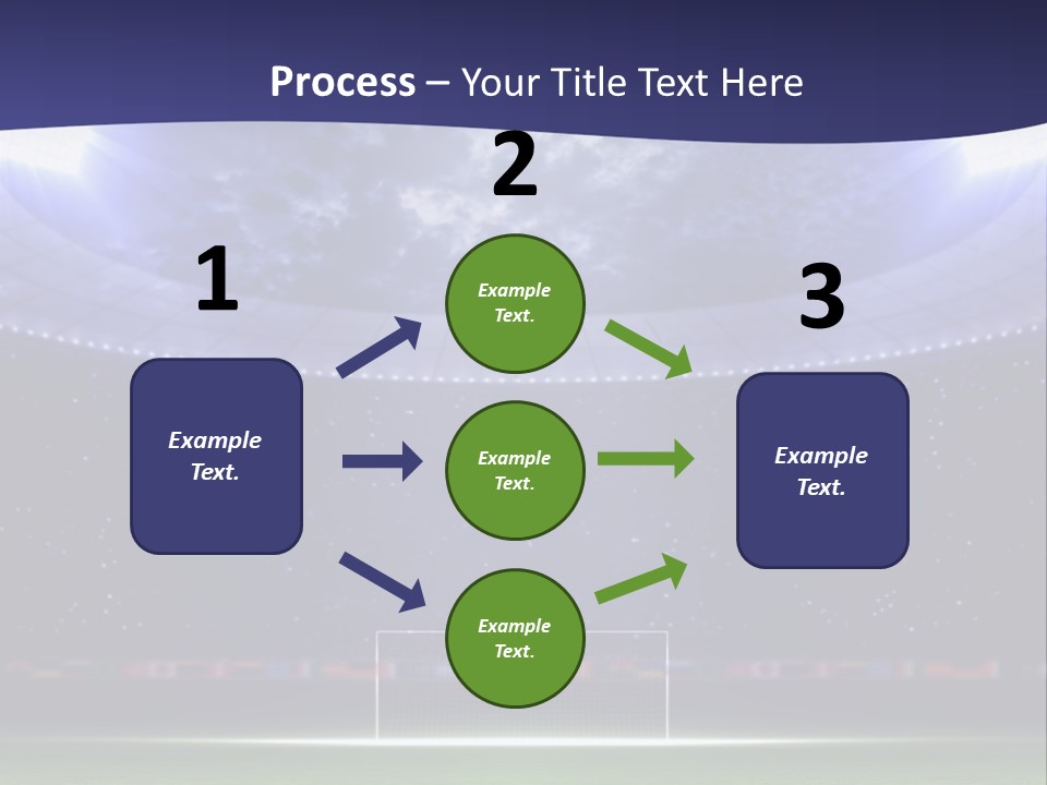 A Soccer Ball On A Soccer Field With A Stadium In The Background PowerPoint Template