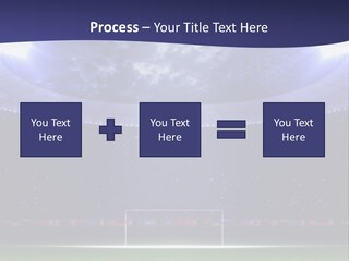 A Soccer Ball On A Soccer Field With A Stadium In The Background PowerPoint Template