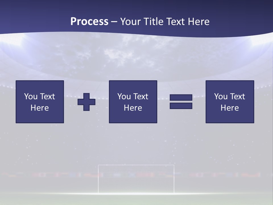 A Soccer Ball On A Soccer Field With A Stadium In The Background PowerPoint Template