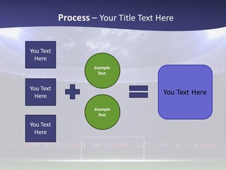 A Soccer Ball On A Soccer Field With A Stadium In The Background PowerPoint Template