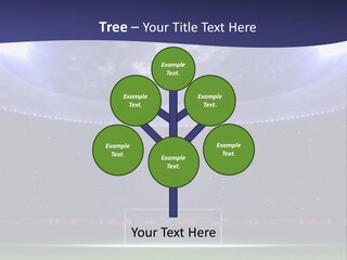 A Soccer Ball On A Soccer Field With A Stadium In The Background PowerPoint Template