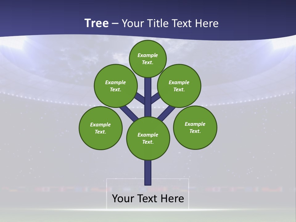 A Soccer Ball On A Soccer Field With A Stadium In The Background PowerPoint Template