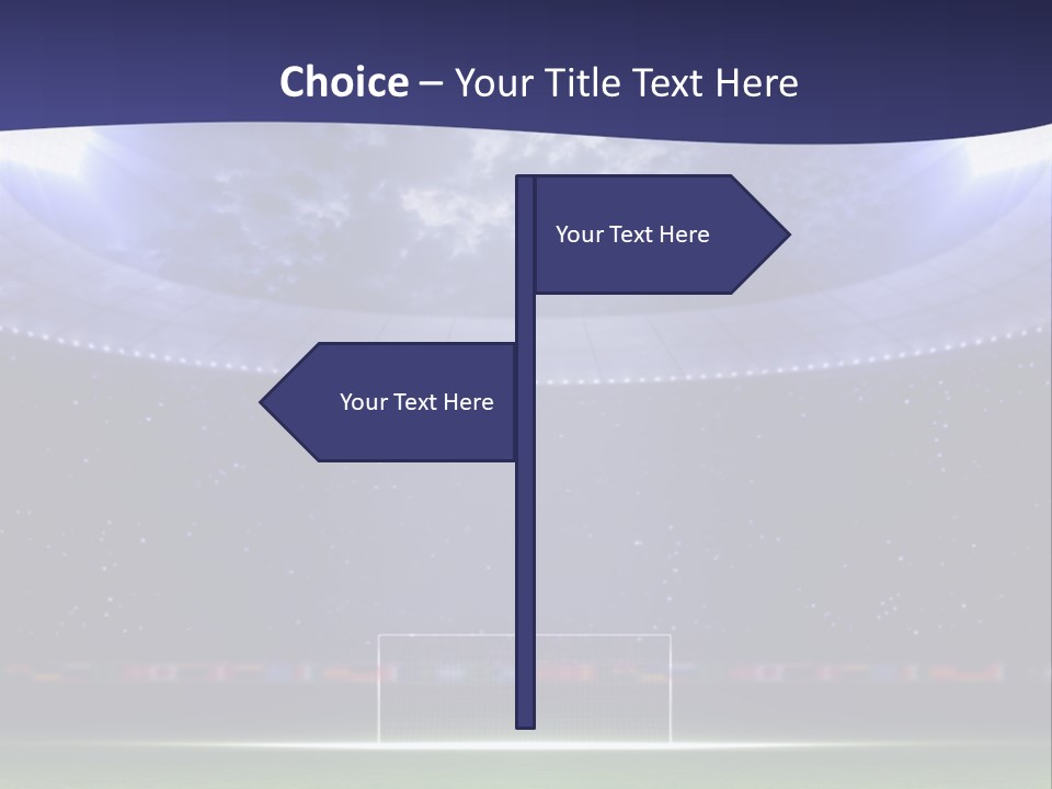 A Soccer Ball On A Soccer Field With A Stadium In The Background PowerPoint Template