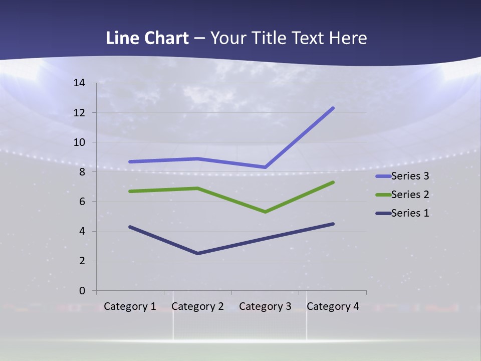 A Soccer Ball On A Soccer Field With A Stadium In The Background PowerPoint Template