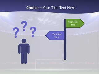 A Soccer Ball On A Soccer Field With A Stadium In The Background PowerPoint Template