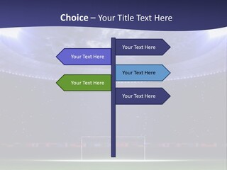 A Soccer Ball On A Soccer Field With A Stadium In The Background PowerPoint Template