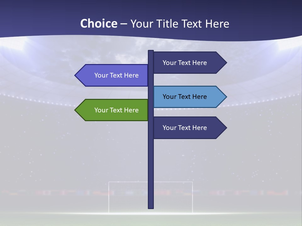 A Soccer Ball On A Soccer Field With A Stadium In The Background PowerPoint Template