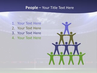 A Soccer Ball On A Soccer Field With A Stadium In The Background PowerPoint Template