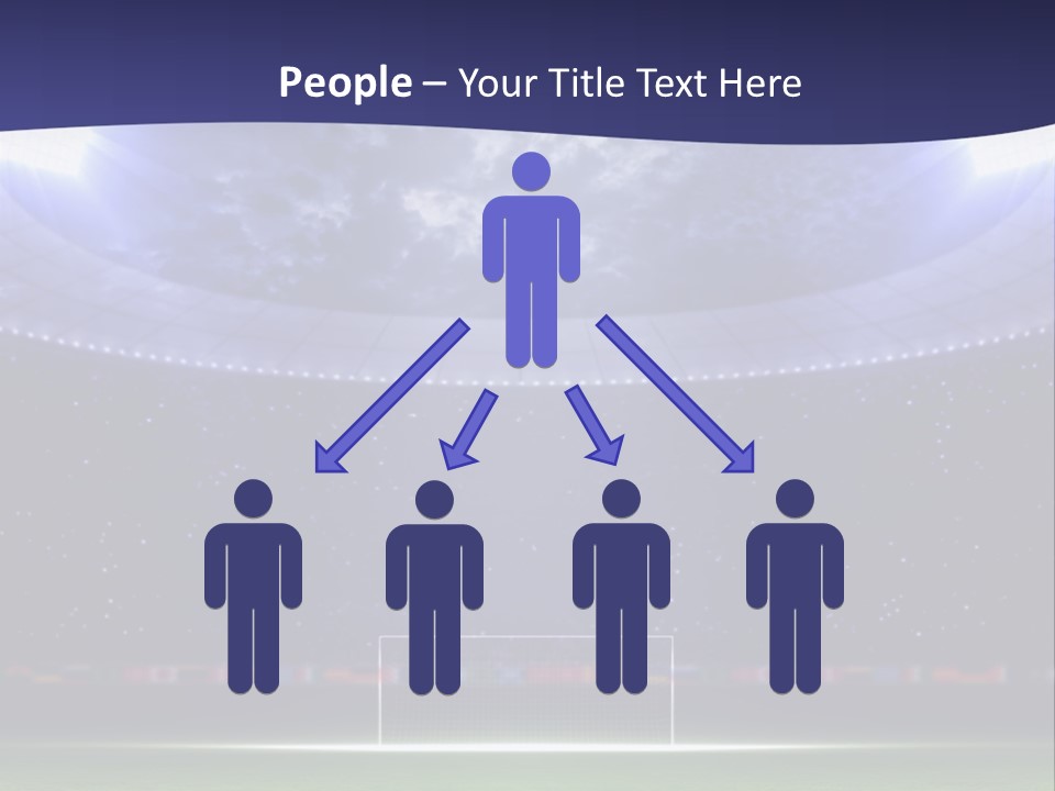 A Soccer Ball On A Soccer Field With A Stadium In The Background PowerPoint Template