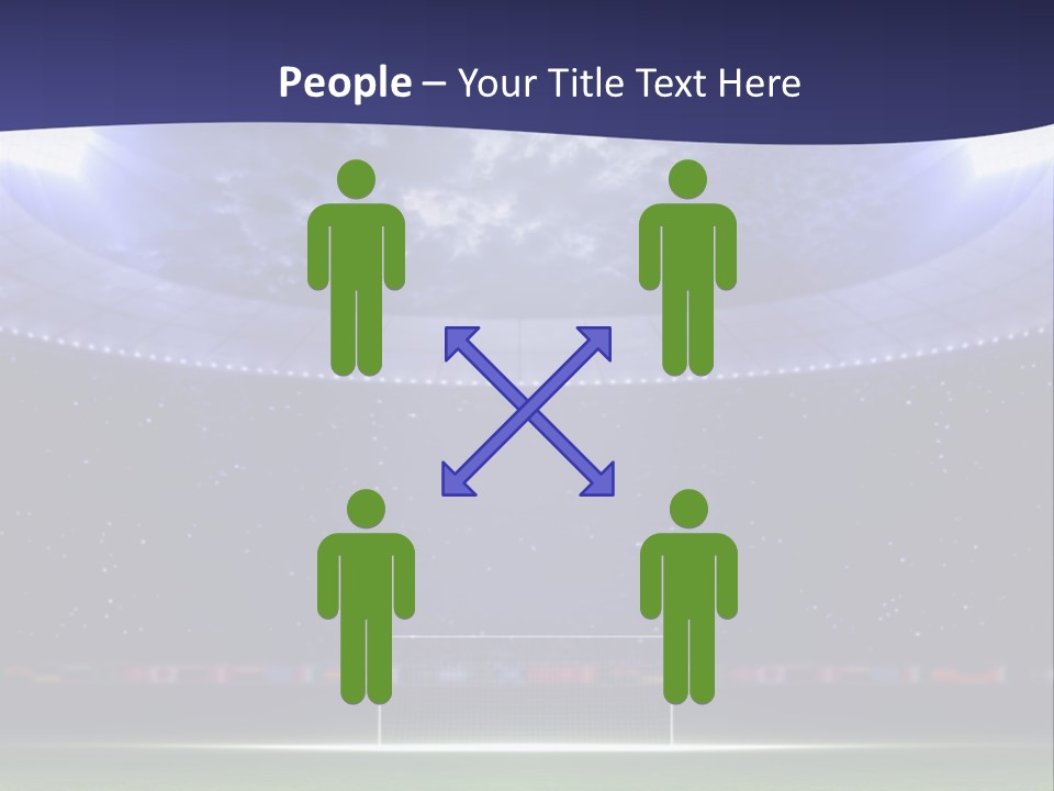 A Soccer Ball On A Soccer Field With A Stadium In The Background PowerPoint Template