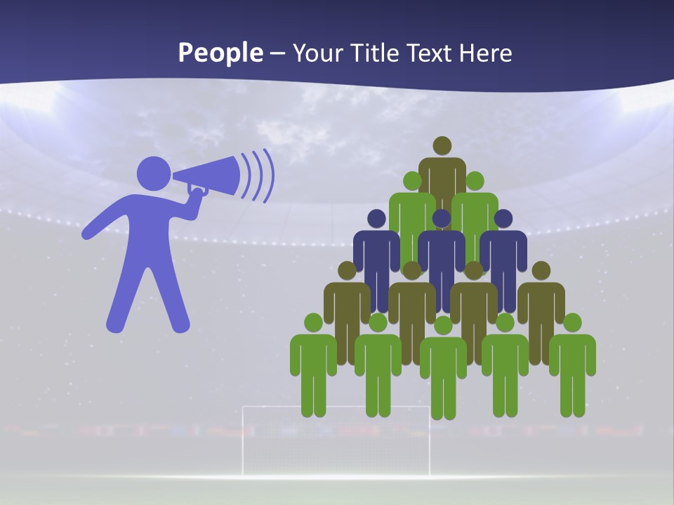 A Soccer Ball On A Soccer Field With A Stadium In The Background PowerPoint Template