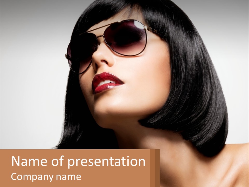 A Woman Wearing Sunglasses And A Red Lipstick PowerPoint Template