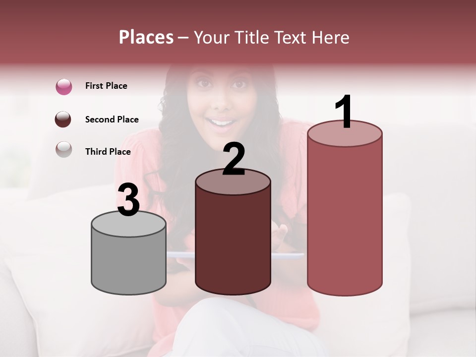 A Woman Sitting On A Couch Holding A Tablet PowerPoint Template