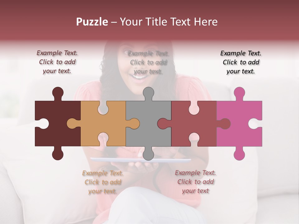 A Woman Sitting On A Couch Holding A Tablet PowerPoint Template