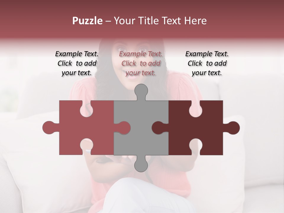 A Woman Sitting On A Couch Holding A Tablet PowerPoint Template