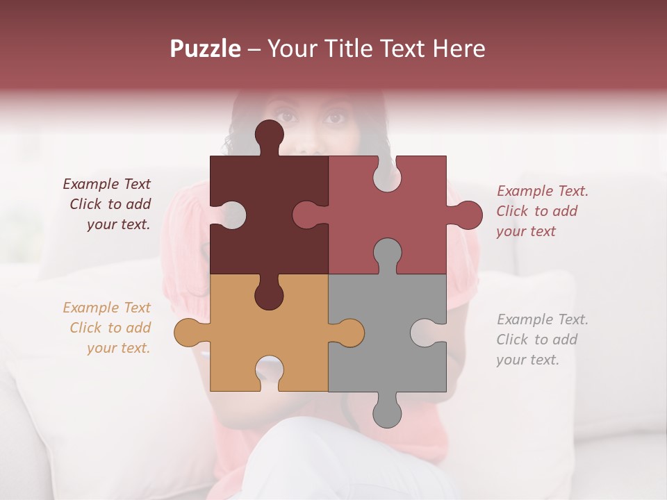 A Woman Sitting On A Couch Holding A Tablet PowerPoint Template