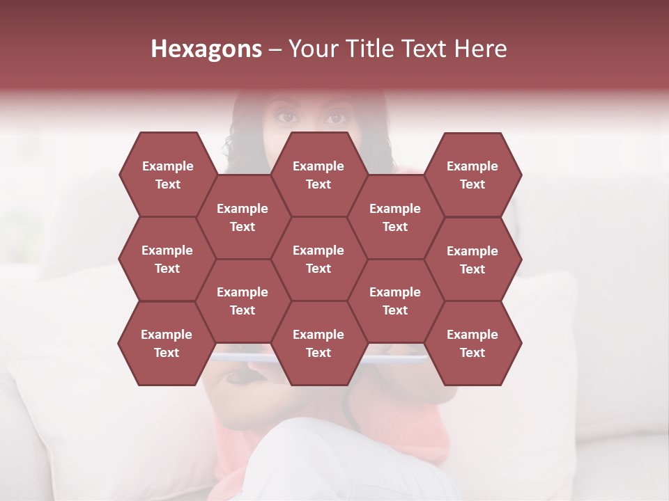 A Woman Sitting On A Couch Holding A Tablet PowerPoint Template
