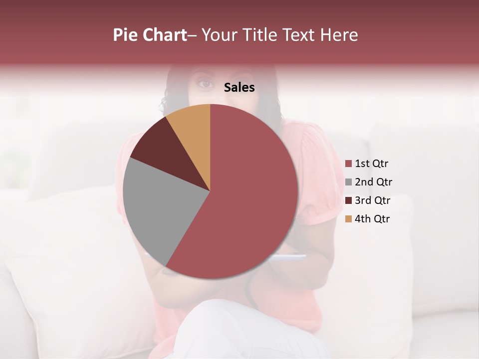 A Woman Sitting On A Couch Holding A Tablet PowerPoint Template