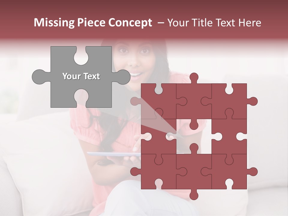 A Woman Sitting On A Couch Holding A Tablet PowerPoint Template