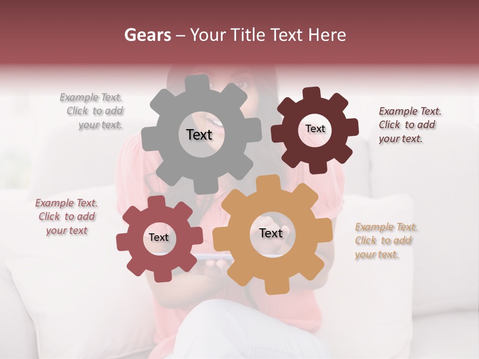 A Woman Sitting On A Couch Holding A Tablet PowerPoint Template