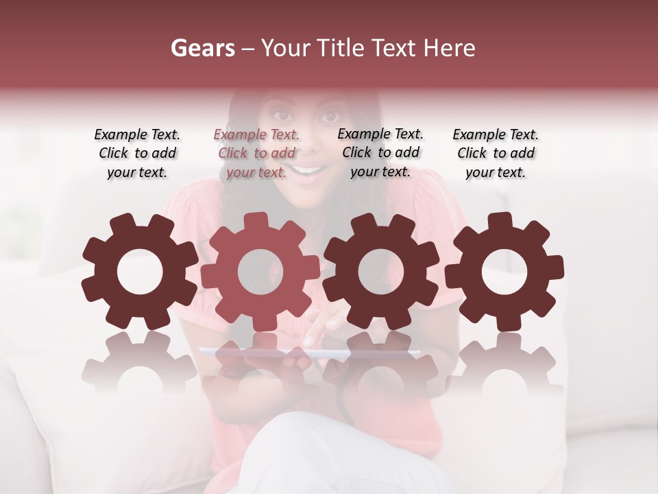 A Woman Sitting On A Couch Holding A Tablet PowerPoint Template