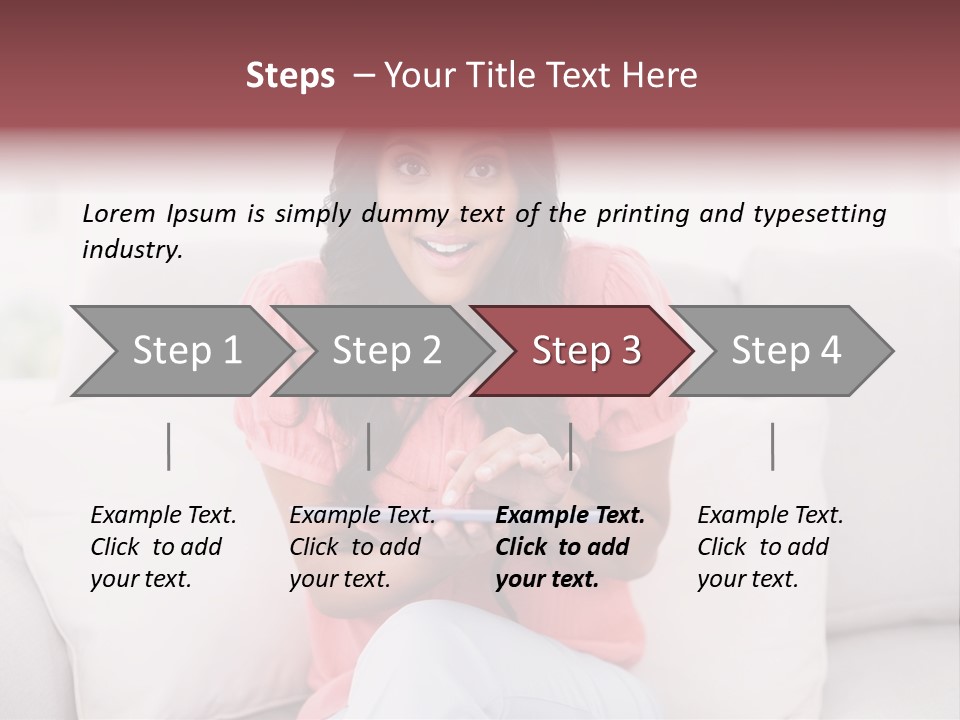 A Woman Sitting On A Couch Holding A Tablet PowerPoint Template