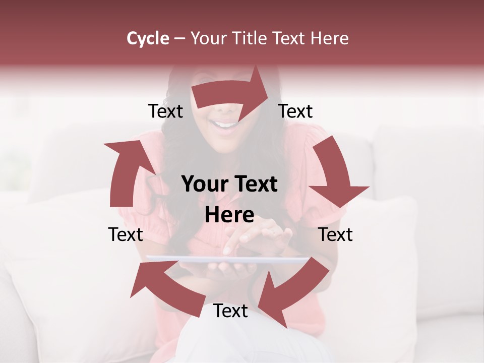 A Woman Sitting On A Couch Holding A Tablet PowerPoint Template