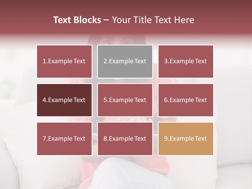 A Woman Sitting On A Couch Holding A Tablet PowerPoint Template