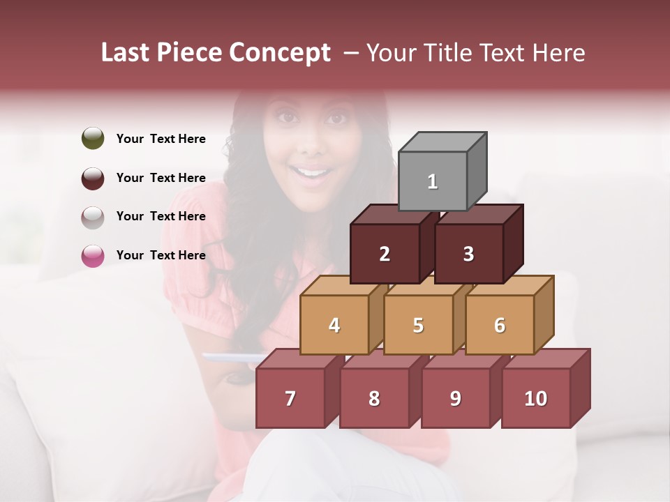 A Woman Sitting On A Couch Holding A Tablet PowerPoint Template