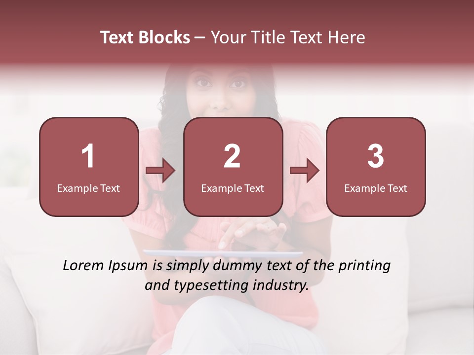 A Woman Sitting On A Couch Holding A Tablet PowerPoint Template