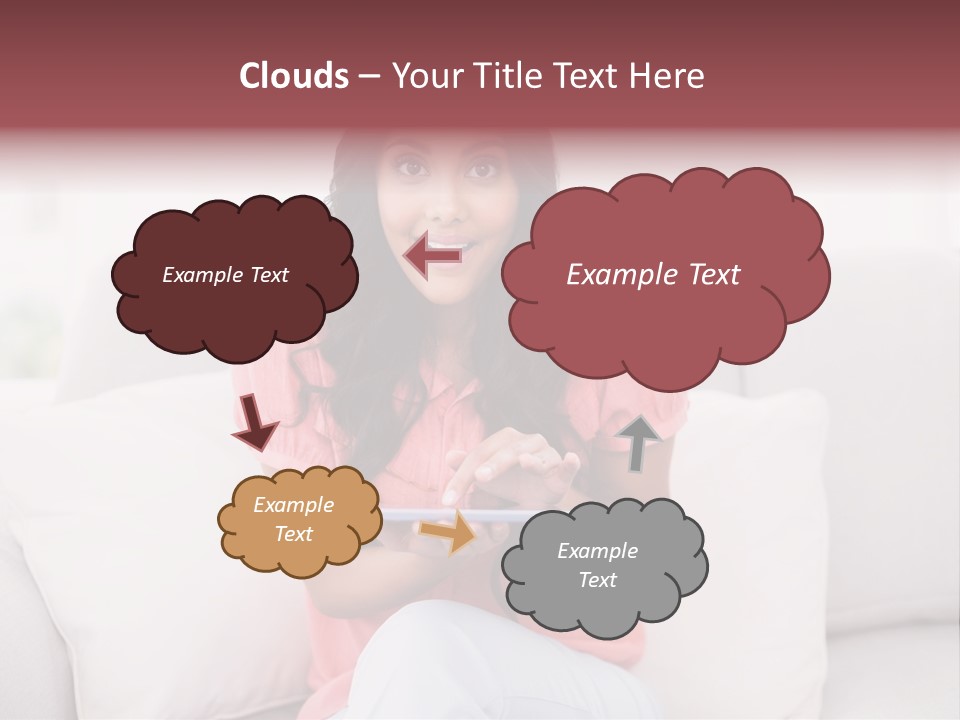 A Woman Sitting On A Couch Holding A Tablet PowerPoint Template