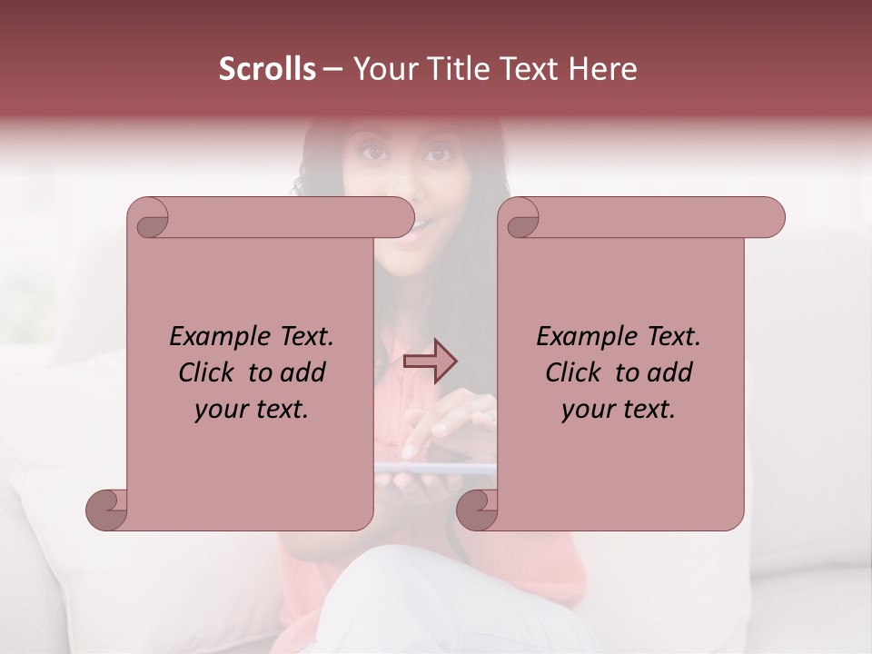 A Woman Sitting On A Couch Holding A Tablet PowerPoint Template