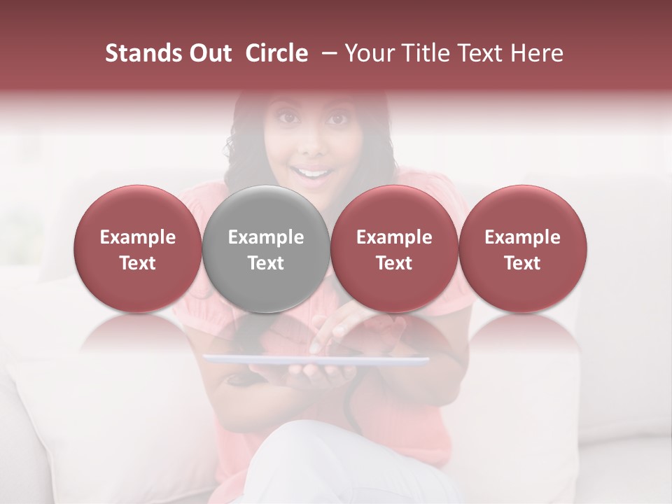 A Woman Sitting On A Couch Holding A Tablet PowerPoint Template