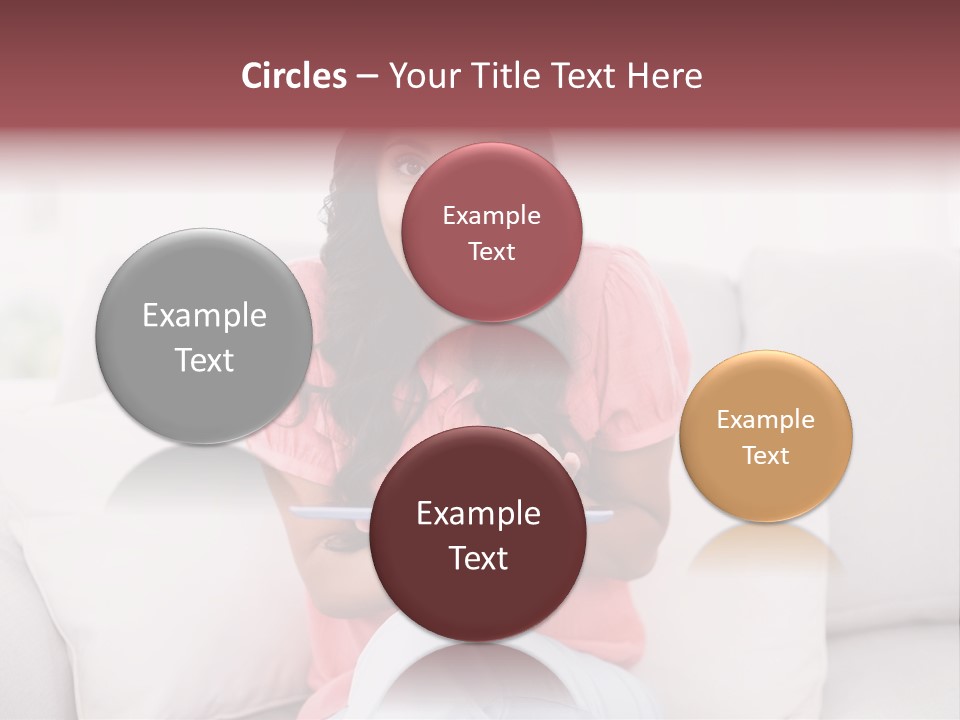 A Woman Sitting On A Couch Holding A Tablet PowerPoint Template