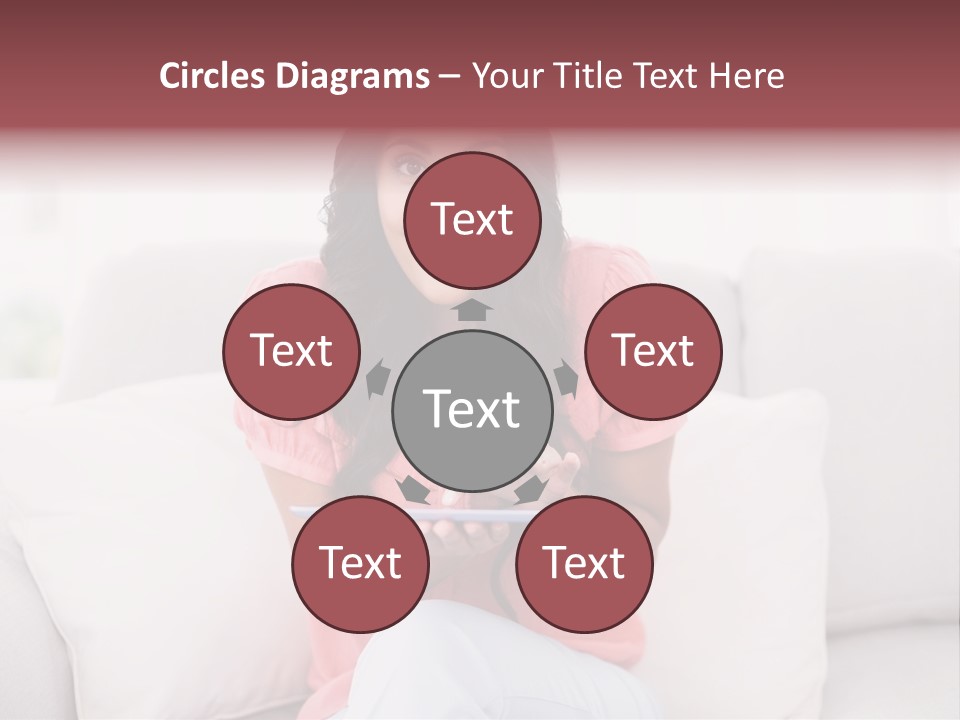 A Woman Sitting On A Couch Holding A Tablet PowerPoint Template