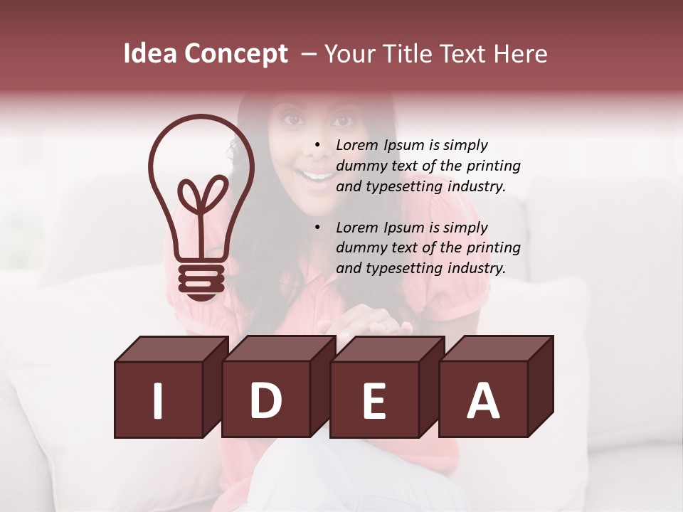 A Woman Sitting On A Couch Holding A Tablet PowerPoint Template