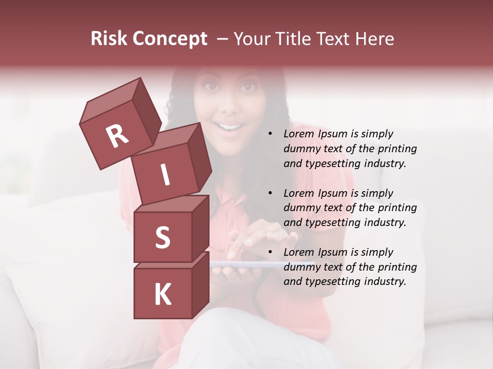 A Woman Sitting On A Couch Holding A Tablet PowerPoint Template