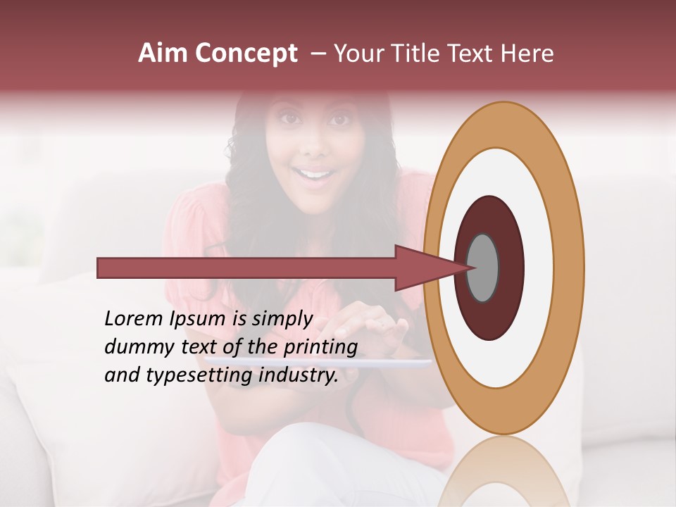 A Woman Sitting On A Couch Holding A Tablet PowerPoint Template