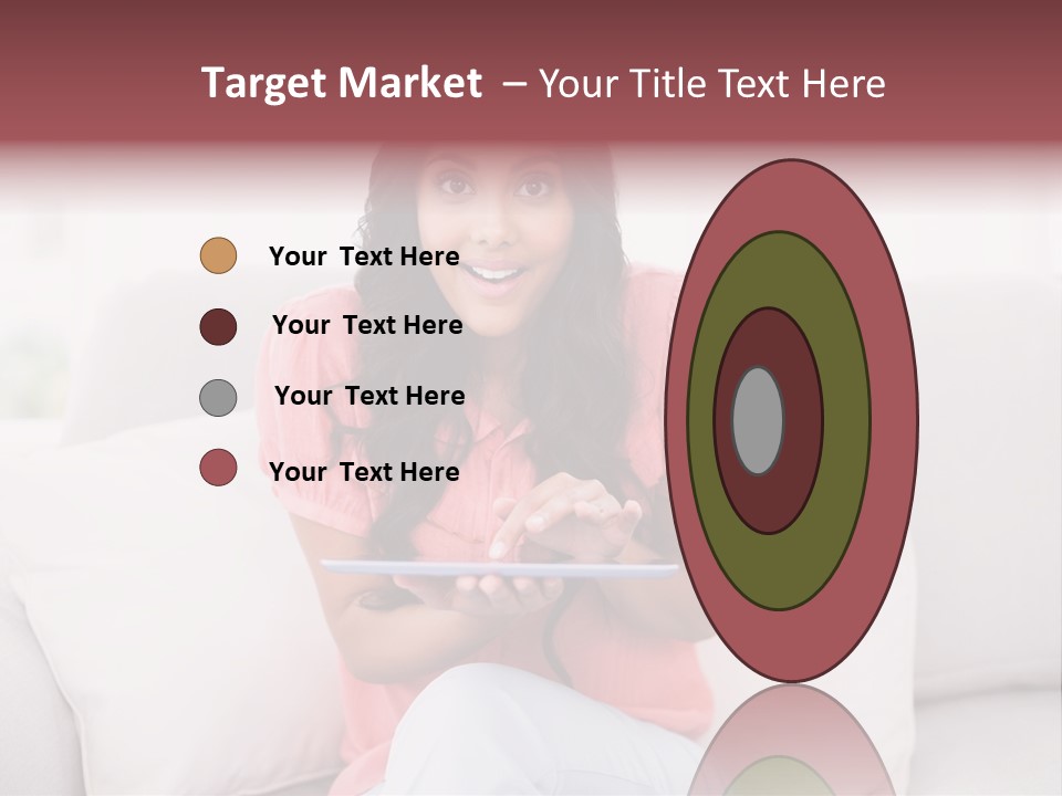A Woman Sitting On A Couch Holding A Tablet PowerPoint Template