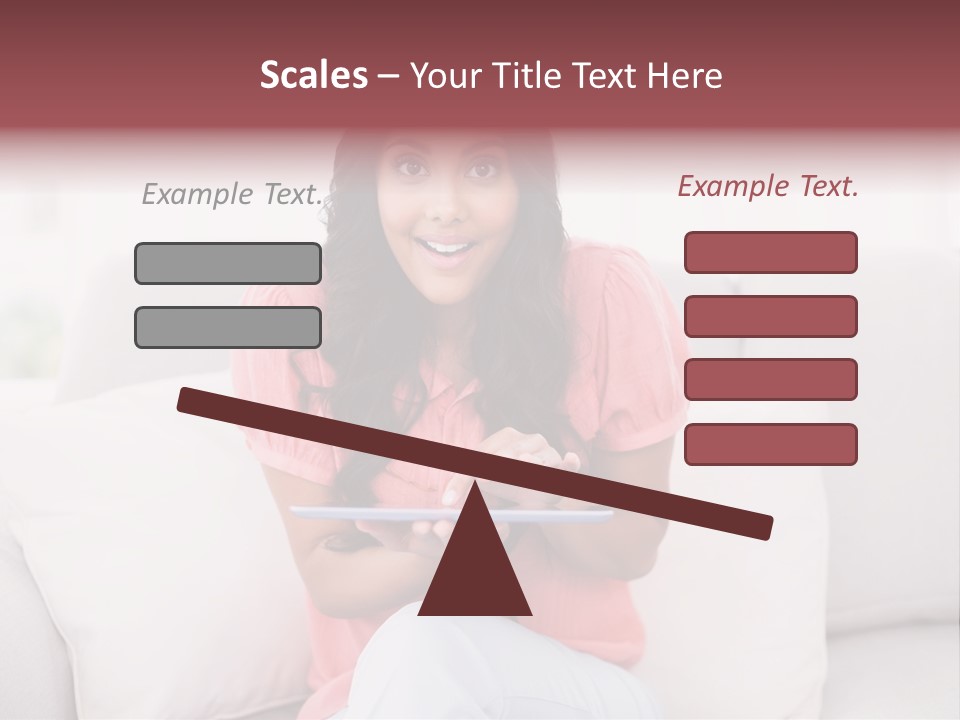 A Woman Sitting On A Couch Holding A Tablet PowerPoint Template