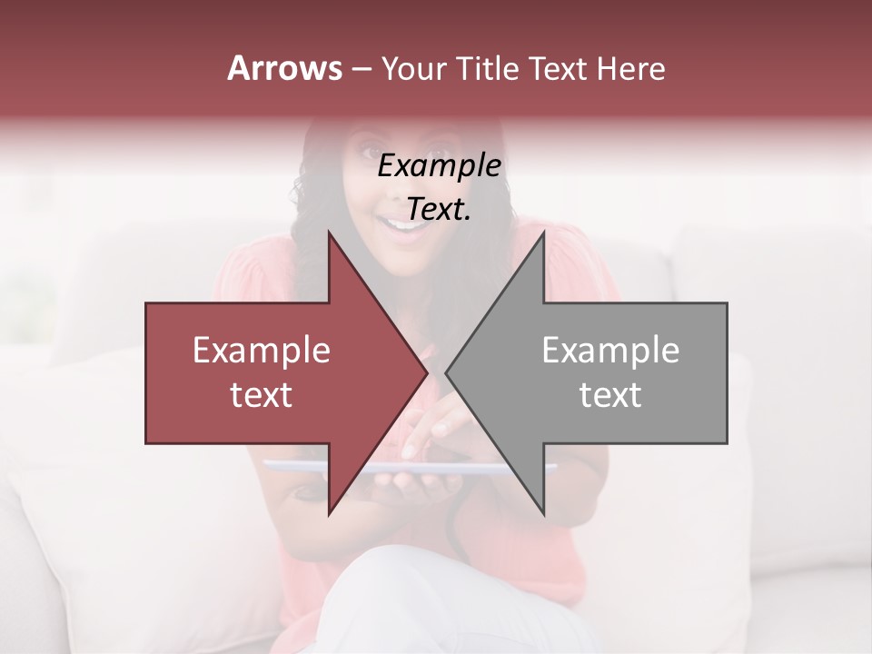 A Woman Sitting On A Couch Holding A Tablet PowerPoint Template