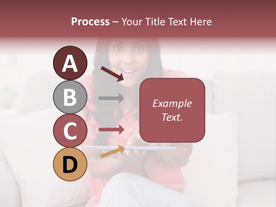 A Woman Sitting On A Couch Holding A Tablet PowerPoint Template