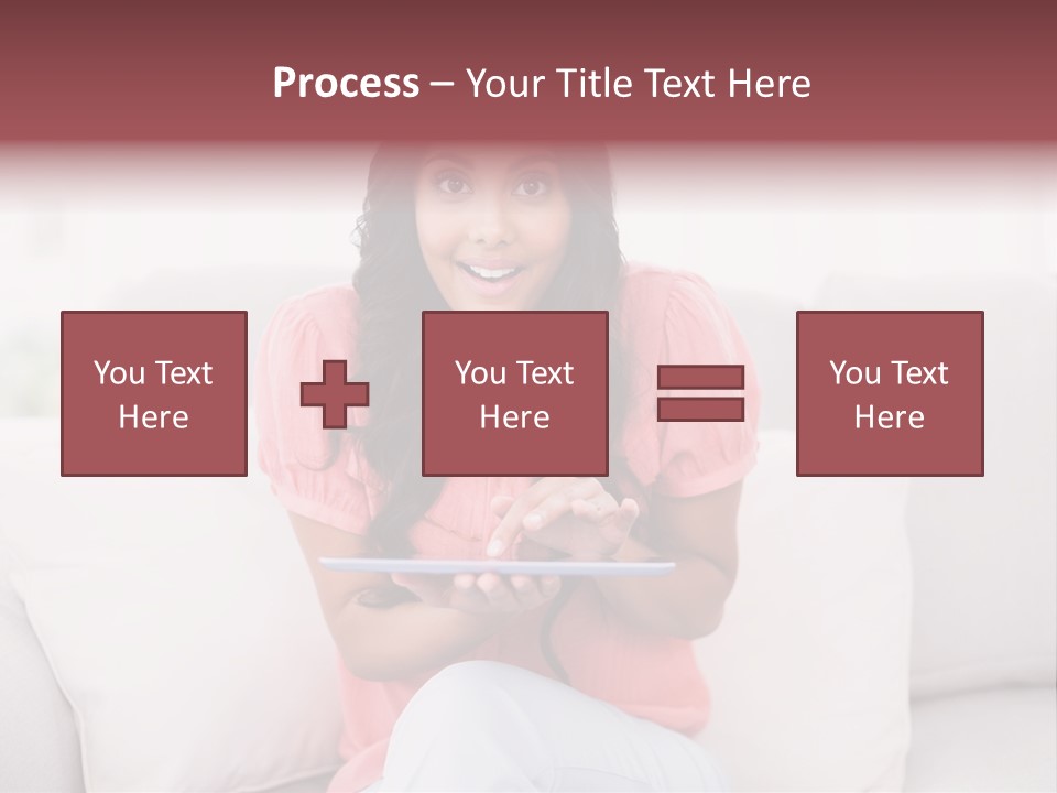 A Woman Sitting On A Couch Holding A Tablet PowerPoint Template